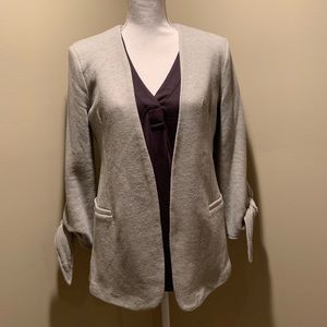 Olivia Moon Knit Tie Sleeve gray blazer